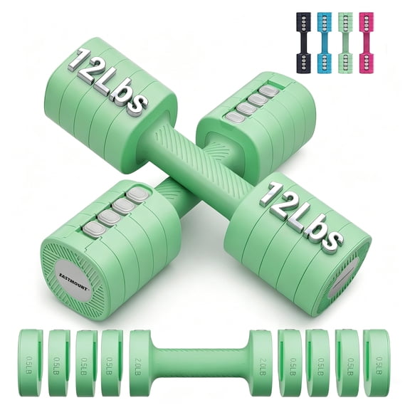 EAST MOUNT Adjustable Dumbbells Set of 2 - Women Hand Weights 2lb/3lb/4lb/5lb/6lb Weight Set 12 lbs/Pair Hand Weights for Home Office Gym Workout