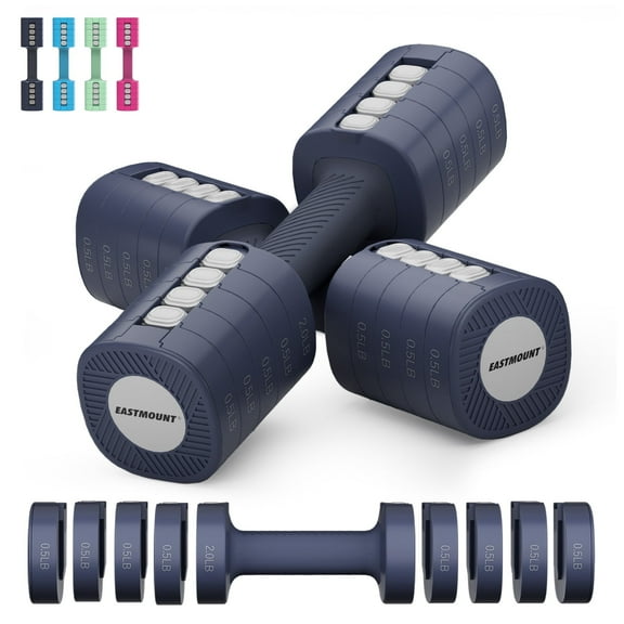 EAST MOUNT Adjustable Dumbbells Set of 2 - Women Hand Weights 2lb/3lb/4lb/5lb/6lb Weight Set 12 lbs/Pair Hand Weights for Home Office Gym Workout