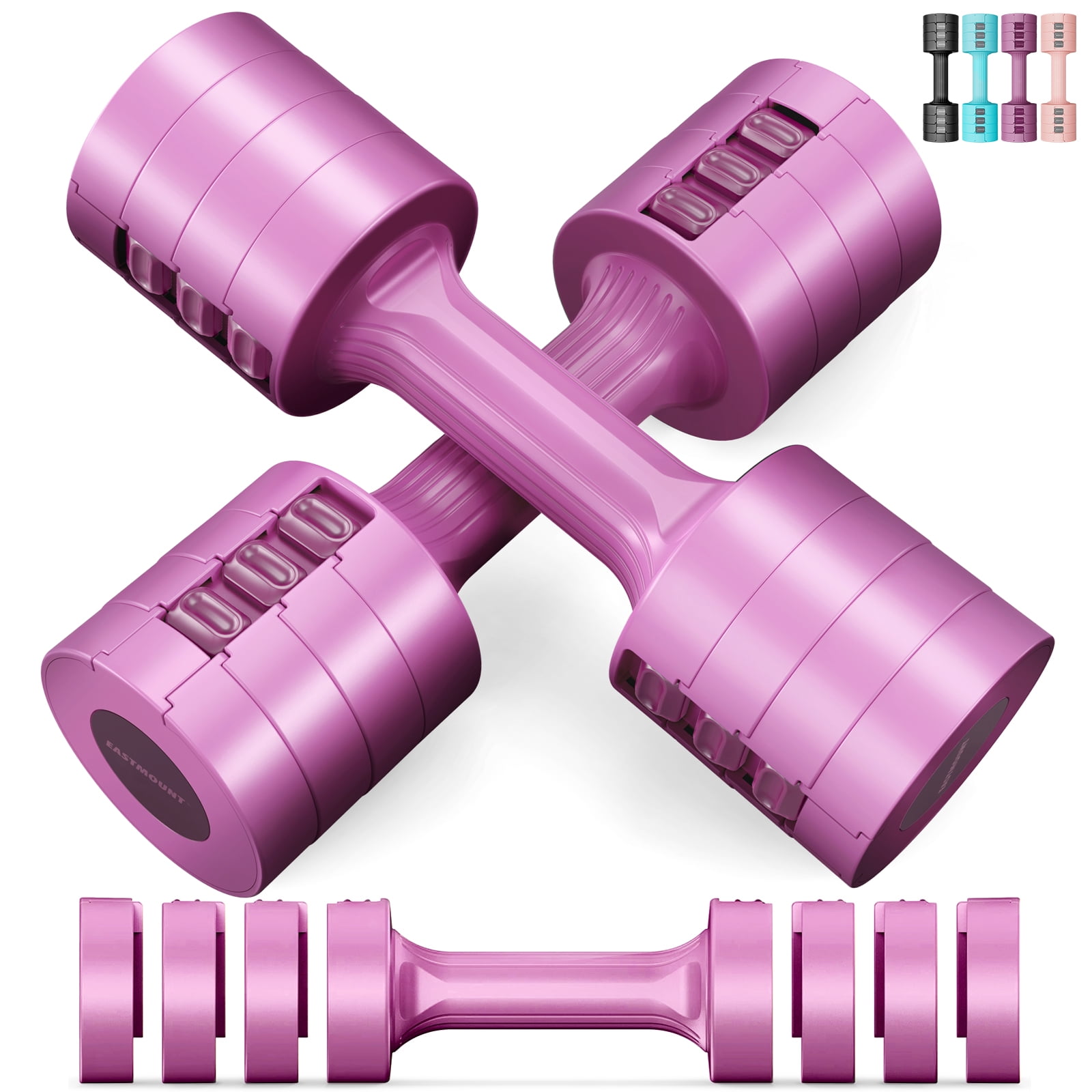 EAST MOUNT Adjustable Dumbbells Set of 2 - Women Hand Weights 2lb/3lb/4lb/5lb Weight Set 10 lbs/Pair Hand Weights for Home Office Gym Workout