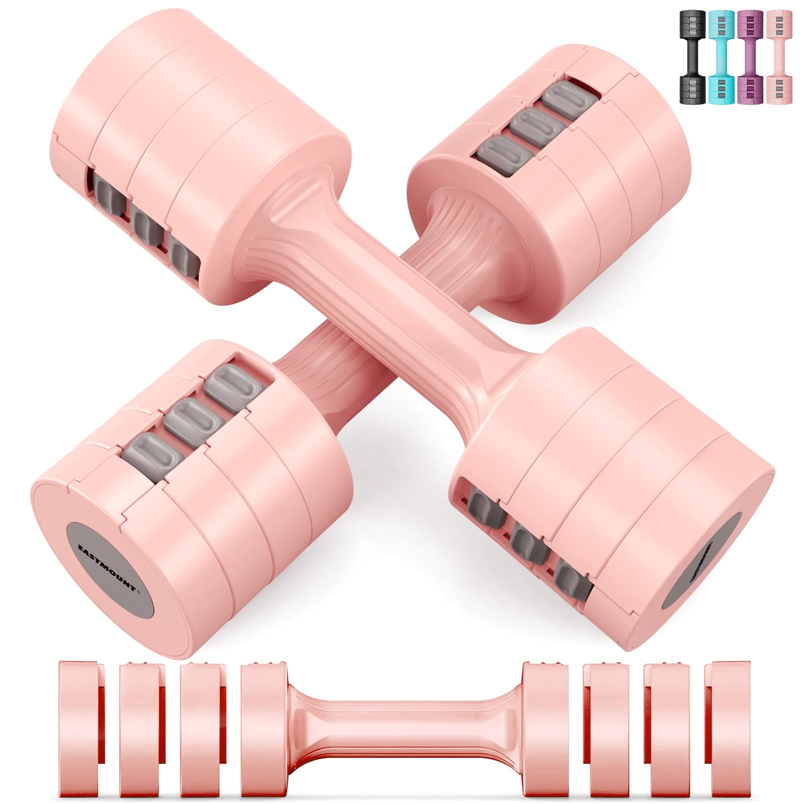 EAST MOUNT Adjustable Dumbbells Set of 2 - Women Hand Weights 2lb/3lb/4lb/5lb Weight Set 10 lbs/Pair Hand Weights for Home Office Gym Workout