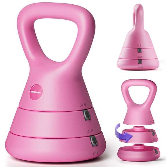 EAST MOUNT Adjustable Kettlebell, 5lb 9lb 15lb Kettlebell Weights Set, Ergonomic Design & Wide-Handle for Home Gym, Full-Body Workouts Strength Rehabilitation Training, Good for Men Women & Beginners