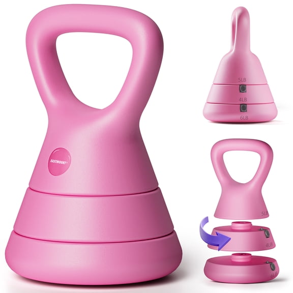 EAST MOUNT Adjustable Kettlebell, 5lb 9lb 15lb Kettlebell Weights Set, Ergonomic Design & Wide-Handle for Home Gym, Full-Body Workouts Strength Rehabilitation Training, Good for Men Women & Beginners