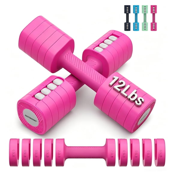EAST MOUNT Adjustable Weight Dumbbells Set of 2 4 in 1 Hand Weights for Women 2lb/3lb/4lb/5lb/6lb Dumbbell Weights Set for Home Gym Workout
