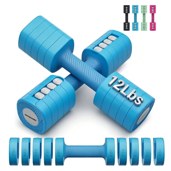 EAST MOUNT Adjustable Weight Dumbbells Set of 2 4 in 1 Hand Weights for Women 2lb/3lb/4lb/5lb/6lb Dumbbell Weights Set for Home Gym Workout