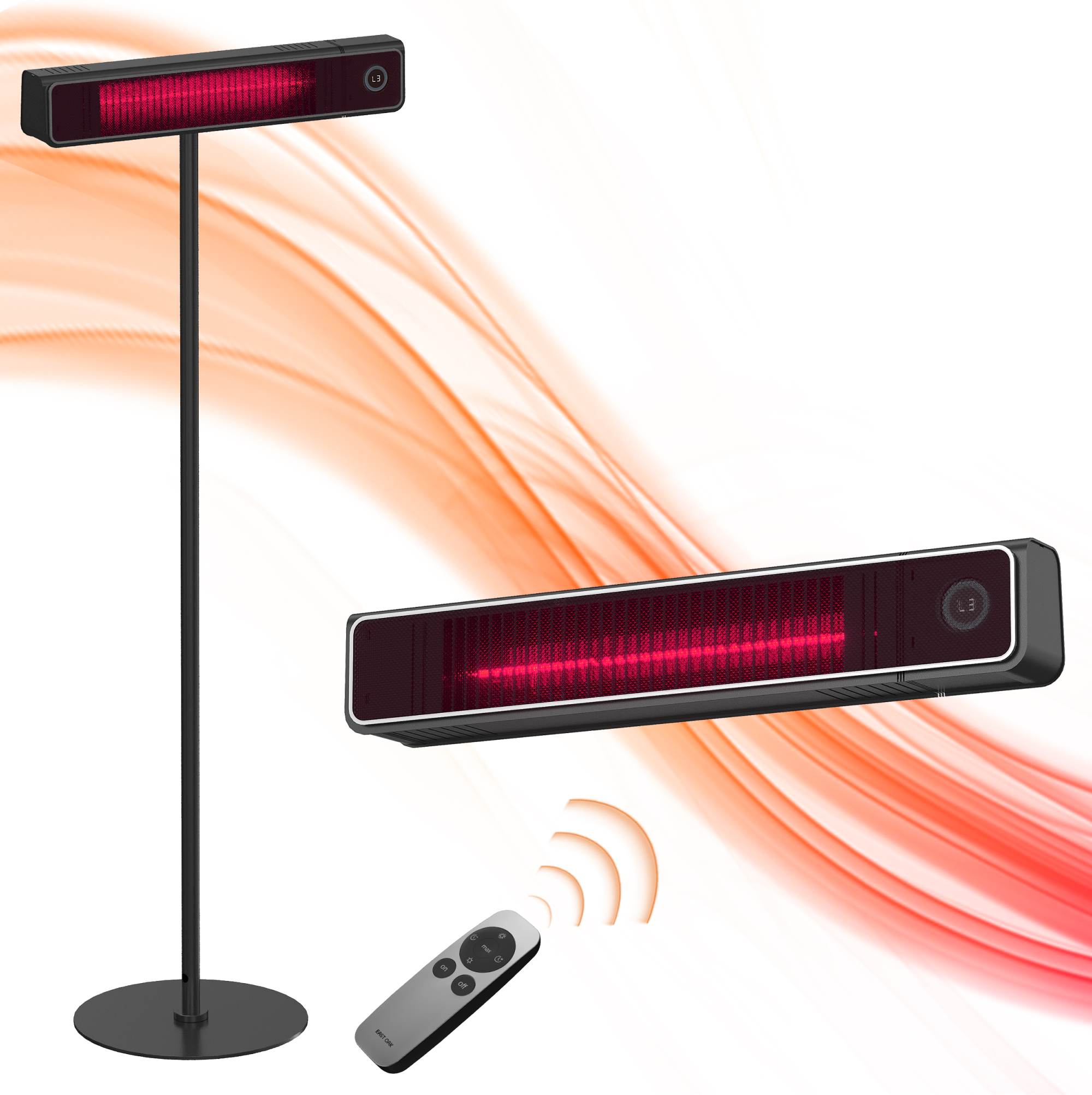 EAST OAK 1500W 2-in-1 Infrared Electric Patio Heater with Remoter,3 Heat  Modes u0026 24h Timer, Super Quite Instant Heating Waterproof Suitable for  Indoor and Outdoor Use - Walmart.com
