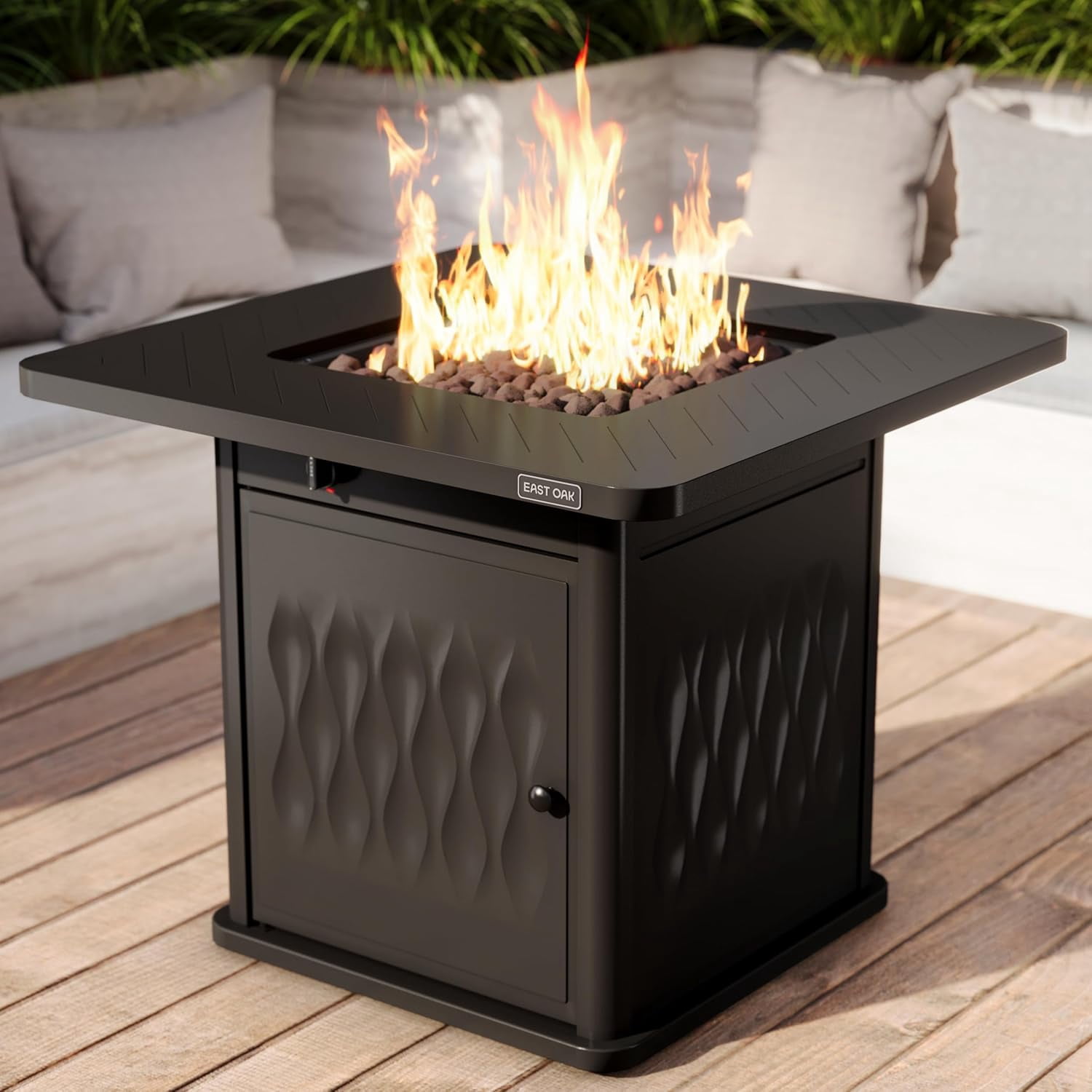 EAST OAK Gas Fire Table 32" 50000 BTU Black