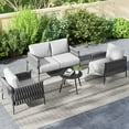 thumbnail image 1 of EAST OAK 4 Seats Outdoor Loveseat Set Patio Conversation Set Outdoor Furniture Sofa Set Grey, 1 of 7