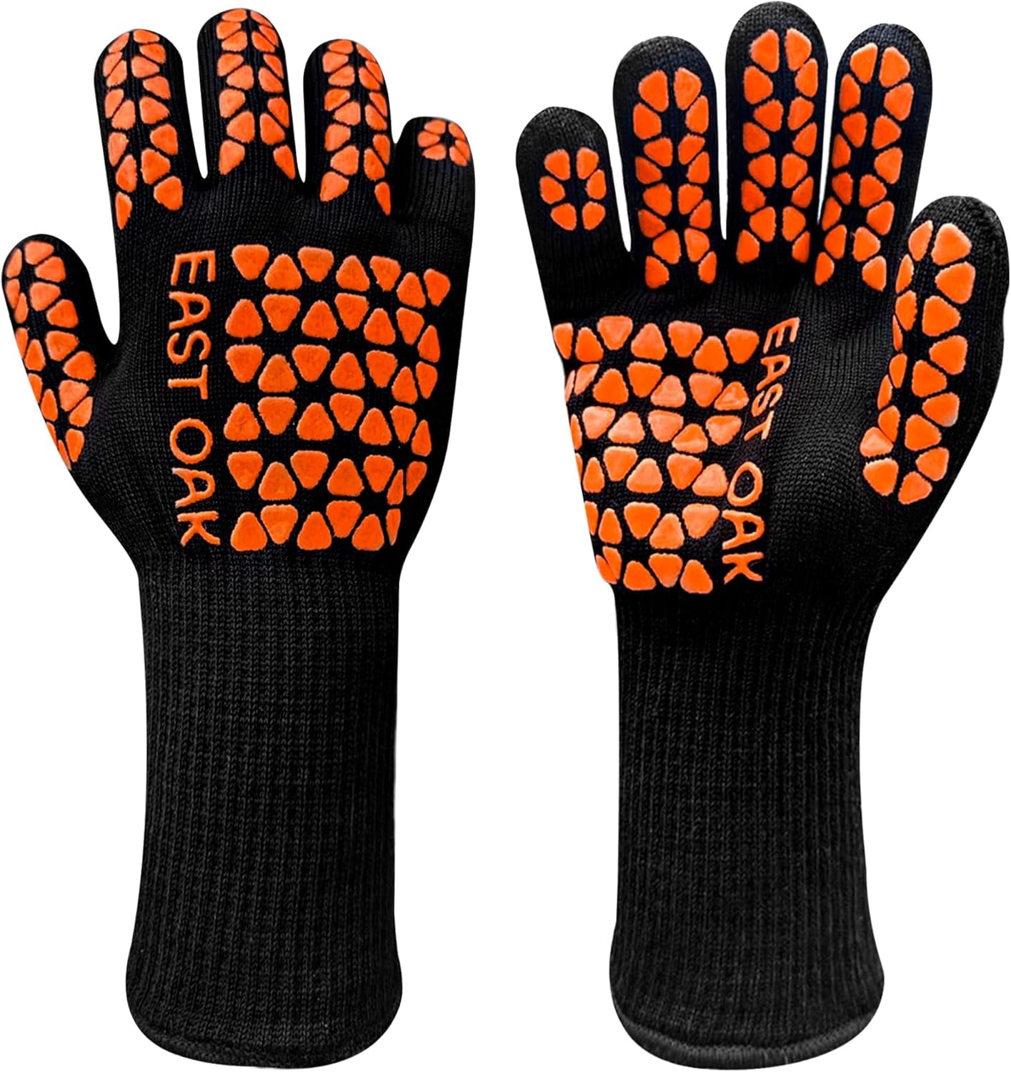 East Oak BBQ Gloves 1472°F Heat Resistant Non-Slip Red Silicone Grill Gloves