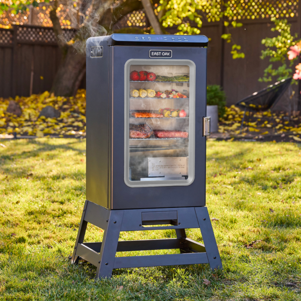 East Oak 725 Sq In Electric Smoker With Stand, Night Blue & Grey