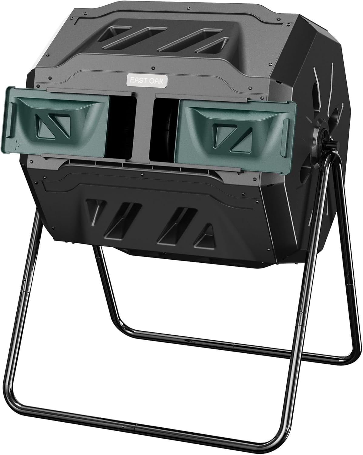 EAST OAK Tumbling Composters 43-Gal Dual Chamber Compost Bin with 2 Sliding Door and Aeration System