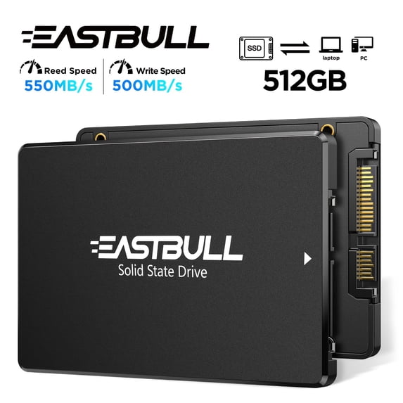 EASTBULL SATA III 2.5-inch Internal Solid State Drive SSD, 3D NAND Flash, Compatible with Laptop, Tablet, Desktop PC for Gamers & Creators