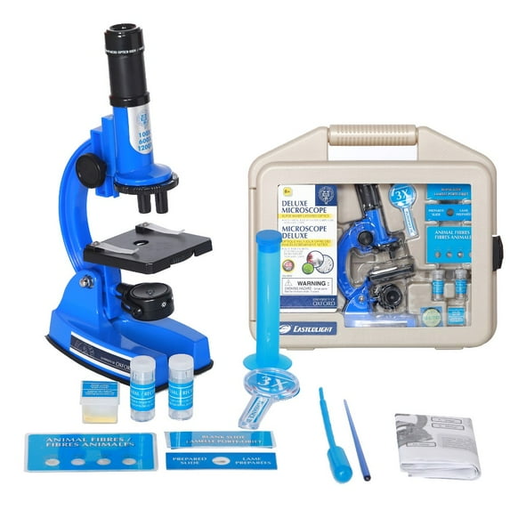EASTCOLIGHT 100X-1200X Kids Beginner Microscope, STEM Kit Toy, Plastic Slides LED Light and Carrying Box for Kids, Students