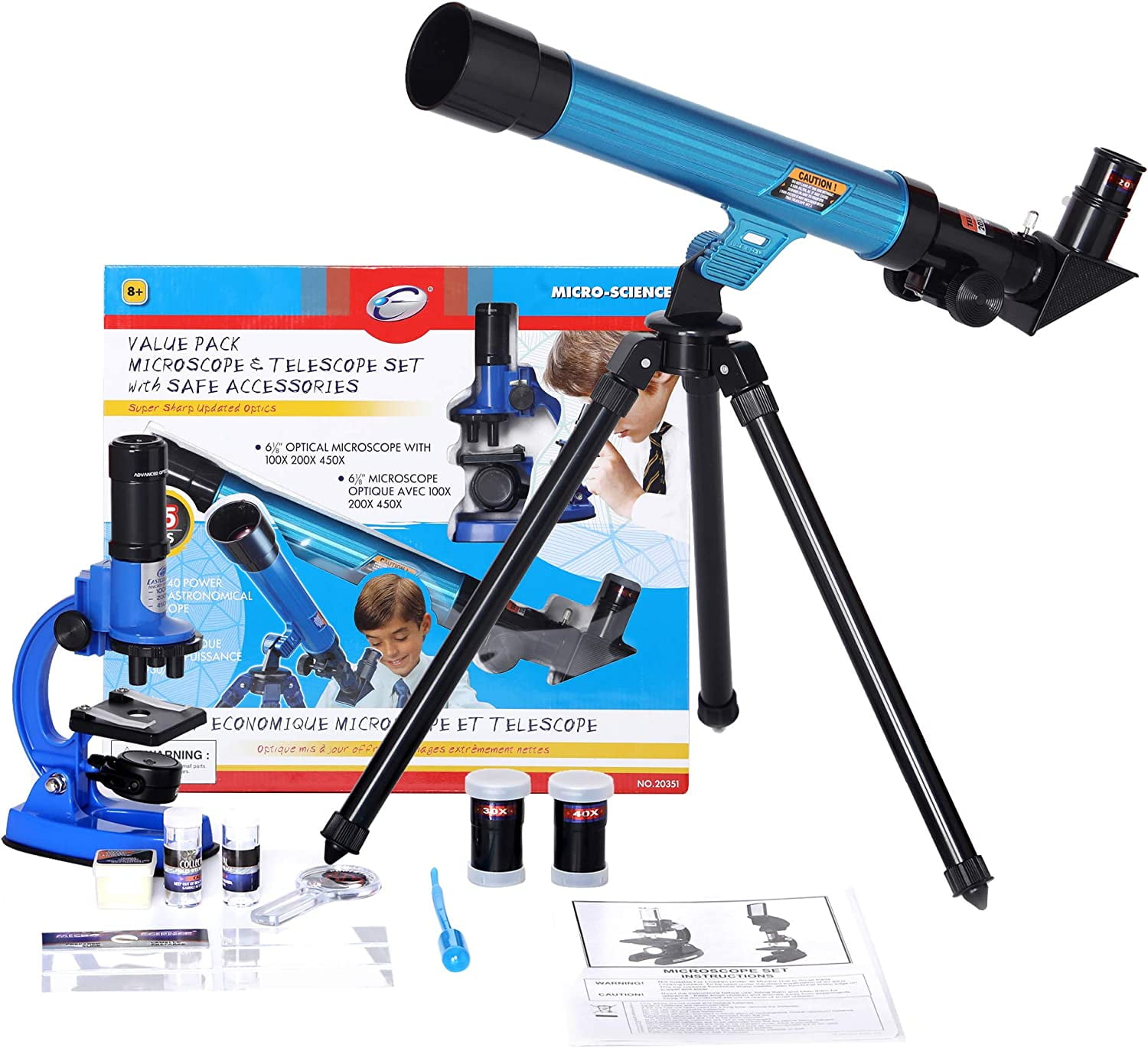 EASTCOLIGHT Deluxe Microscope And Telescope Outdoor Explorer Kit Science Educational Toys Biological Chemistry Lad Toys Gifts, Best for 8+ Year Old Kids Boy and Girl