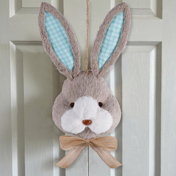 EASTER DOOR WREATH 15 INCH Bunny Rabbit Head 3D Realistic Spring Decor Indoor Outdoor Wall Porch Decoration