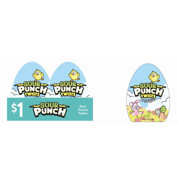 Sour Punch, Easter Egg Shaped Box with Sour Punch, 1.5 oz, Contains Wheat