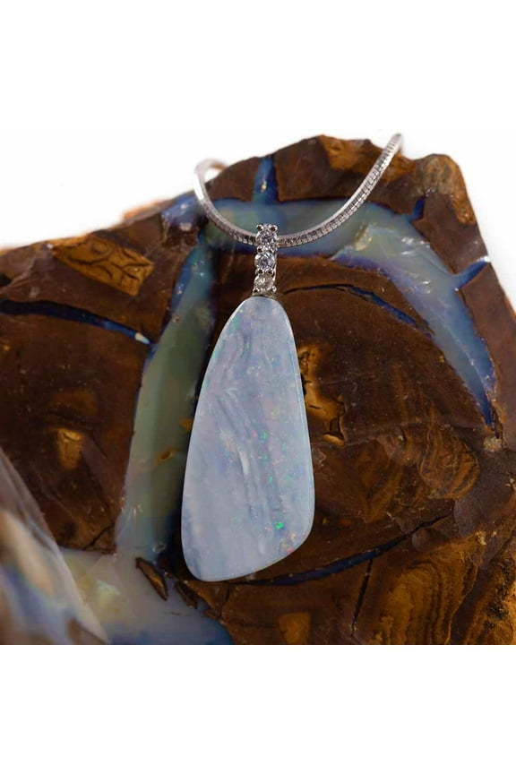 EASTER SUNDAY STERLING SILVER AUSTRALIAN WHITE OPAL NECKLACE
