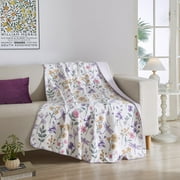 Bloom & Bunny Easter Printed Lush Plush Throw, Vida Floral Dragonfly Lilac, 50" x 60"