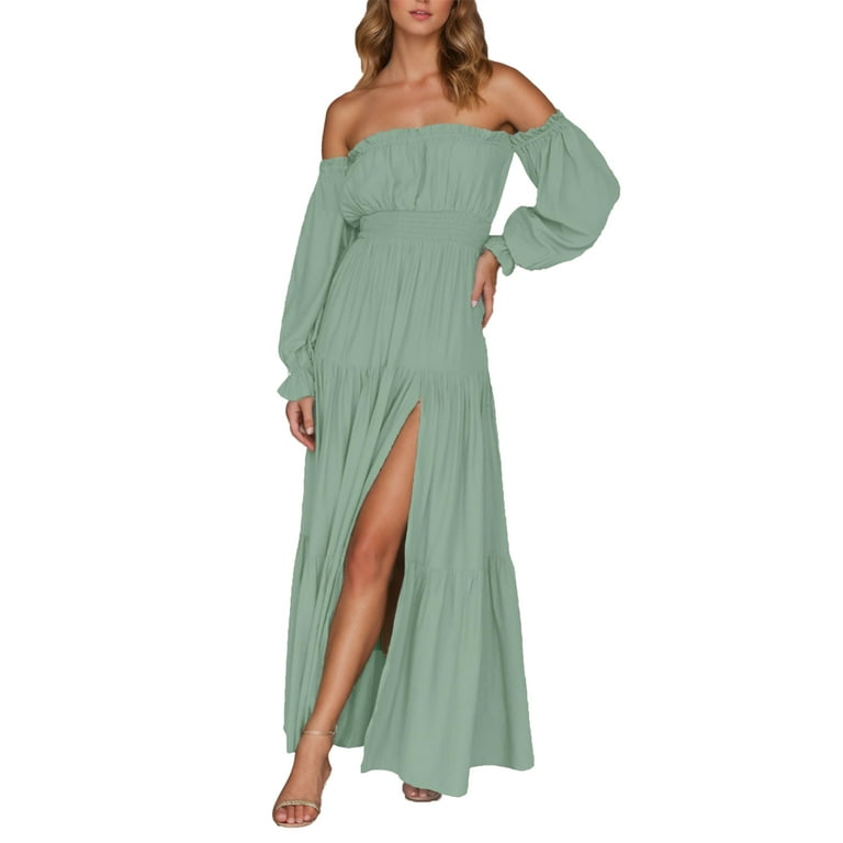 Chiffon Flounced Spilt Bandage Off Shoulder Long Sleeve Blouses Chiffon Flounced Spilt Bandage Off Shoulder Long Sleeve Blouses