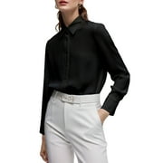 EASTHER Women's Button Down Shirt Classic Long Sleeve Collared Tops Work Office Chiffon Blouse