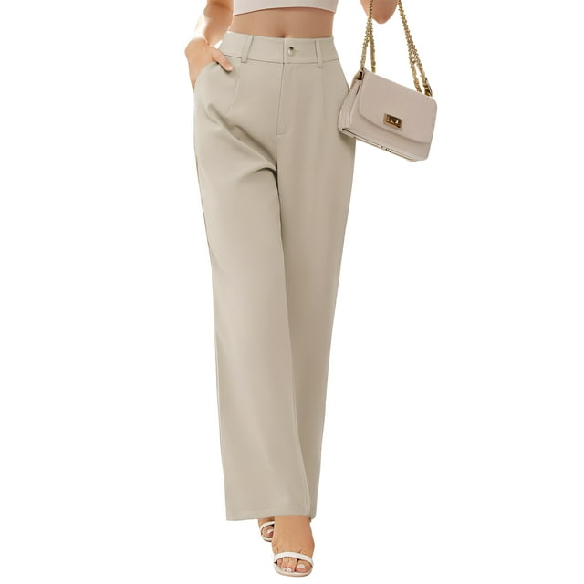 EASTHER Womens Business Pants Wide Leg High Waisted Capris Straight