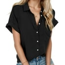 YYDGH Womens Short Sleeve Button DownShirts V Neck Collared Work