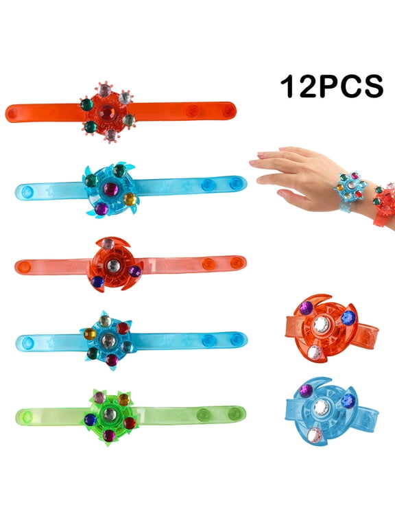 12PCS flash gyro wrist with luminous bracelet Children's toys, LED Light Up Bracelet Glow in The Dark Party Gifts for Kids, random color mixing