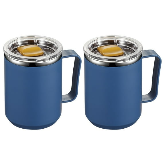 EASTIN 2 Pack 450ml/15oz Stainless Steel Insulated Coffee Mug Cups with Handle  Double Wall Vacuum Travel Tumblers with Sliding Lid  Reusable for Hot & Cold Drinks  Durable & Leak-Proof D