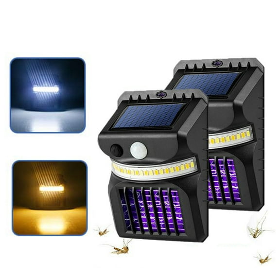 EASTIN 2Pcs Bug Zapper Outdoor, Solar Bug Mosquito Zapper, Solar Outdoor Lights with Motion Sensor, Waterproof Solar Powered Mosquito Fly Zapper Killer Trap for Outdoor Use