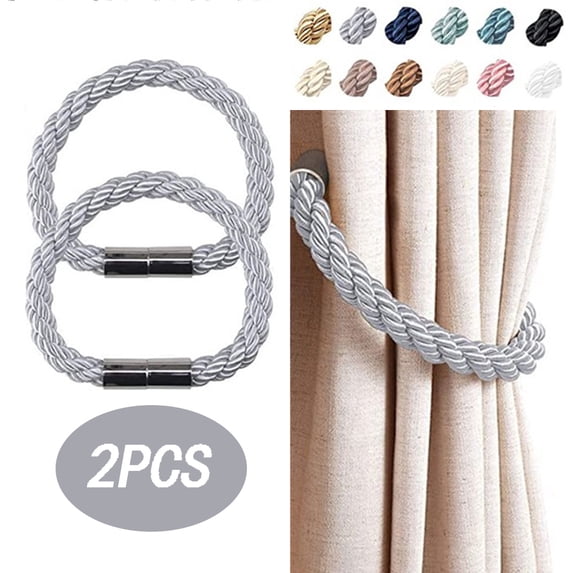 EASTIN 2Pcs Magnetic Curtain Tiebacks, Decorative Rope Curtain Holdback Handmade Rope Clips Magnetic Buckle