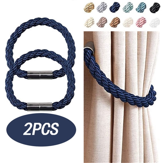 EASTIN 2Pcs Magnetic Curtain Tiebacks, Decorative Rope Curtain Holdback Handmade Rope Clips Magnetic Buckle