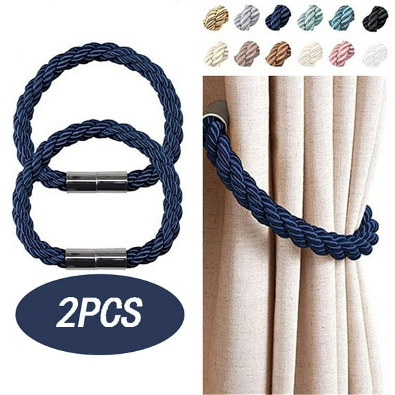EASTIN 2Pcs Magnetic Curtain Tiebacks, Decorative Rope Curtain Holdback Handmade Rope Clips Magnetic Buckle
