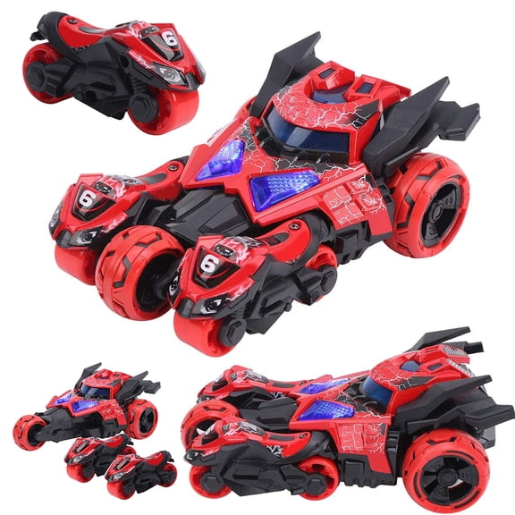 EASTIN 3 in 1 Pull Back Catapult Race Car with Lights and Sound Pull Back Rc Car with Motorcycles Eject Buttons Alloy Toy Vehicle Trinity Chariot for Kids Age 3+