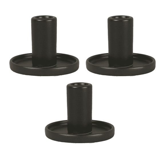 EASTIN 3 Pcs Candle Holder 3.1*2.3 Inch Diameter Ceramic Candle Holder for Wedding Festival Christmas Table Centerpiece Home Decor Black
