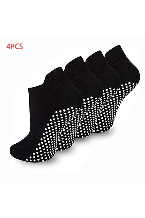 EASTIN 4 Pairs Non Slip Grip Socks Yoga Pilates Hospital Socks Sticky Grippers for Men Women
