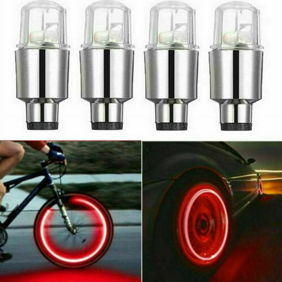 EASTIN 4 Pcs LED Wheel Tire Valve Caps Light Neon Lamp Waterproof For Car Bike Motorcycle for Car Bike Bicycle