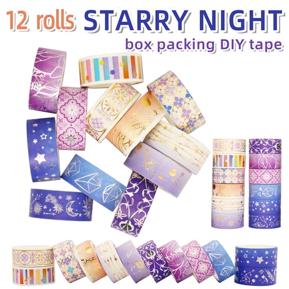 EASTIN 9.84ft Poetic Floral Gold Washi Tape Set VSCO Foil Masking Tape Decorative for Arts, DIY Crafts, Bullet Journal Supplies, Planners, Scrapbook, Card/Gift Wrapping, 15mm/Purple