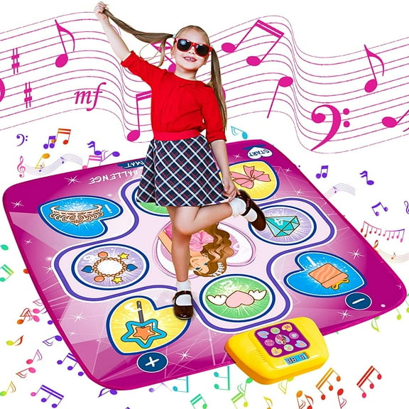 EASTIN Dance Mat - Dance Mixer Rhythm Step Play Mat - Dance Game Toy Gift for Kids Girls Boys - Dance Pad with LED Lights, Adjustable Volume, Built-in Music, 3 Challenge Levels (39"X34")
