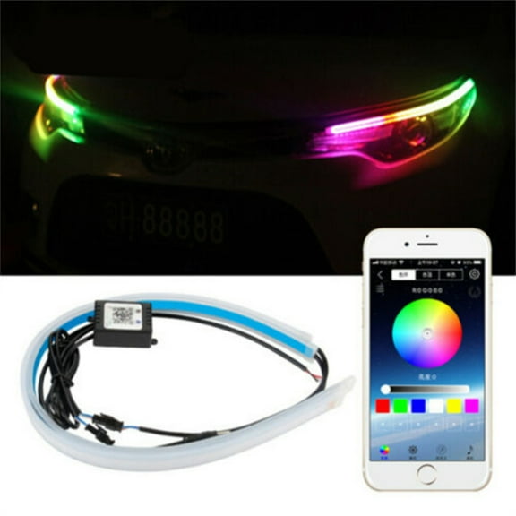 EASTIN Flexible Car Led Light Strip - Multi Color 2X 24 inch APP Bluetooth control RGB Slim Sequential Flexible LED DRL Turn Signal Strip For Headlight