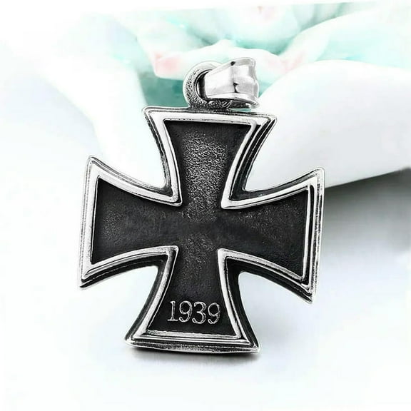 EASTIN Mens Stainless Steel 1813 1939 WW2 German Iron Cross Pendant Necklace Men-default