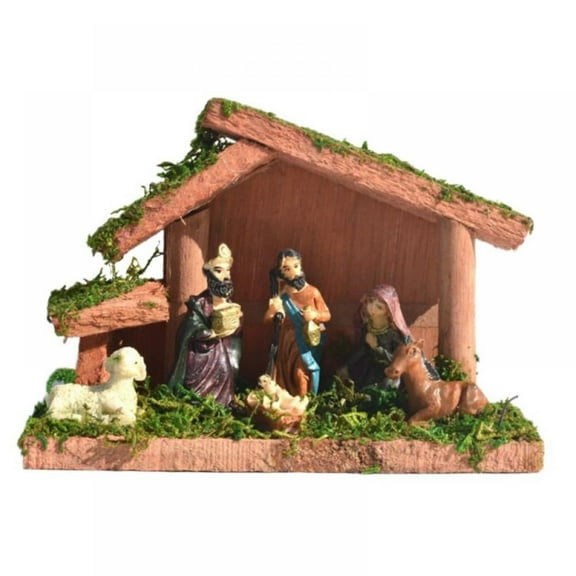 EASTIN Miniature Nativity Scene with Creche - 6.3 inch