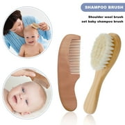 EASTIN Natural Wooden Comb,2 Pack Baby Hair Brush and Comb Set for and Toddlers,Wood Bristles Baby Brush for Massage