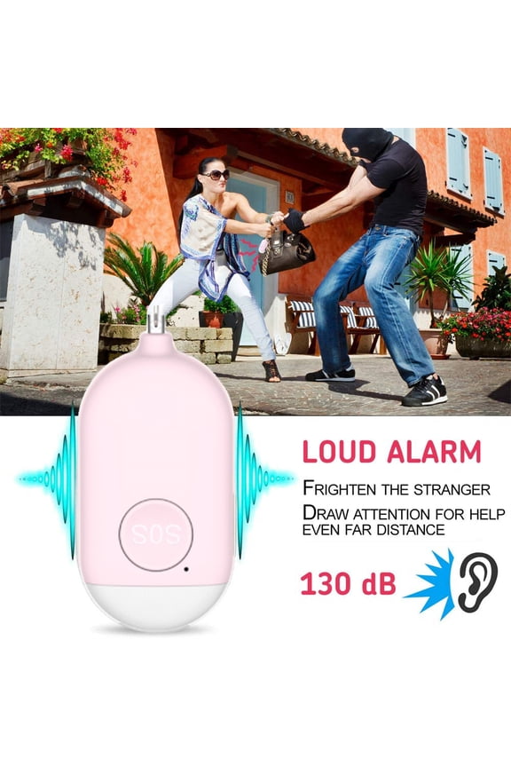 Personal Protection Safety Device with LED Light 130dB SOS Keychain Alarm for Women, Men, Elderly and Kids Personal Keychain Alarm Siren USB Rechargeable Small and Compact Design (Pink)