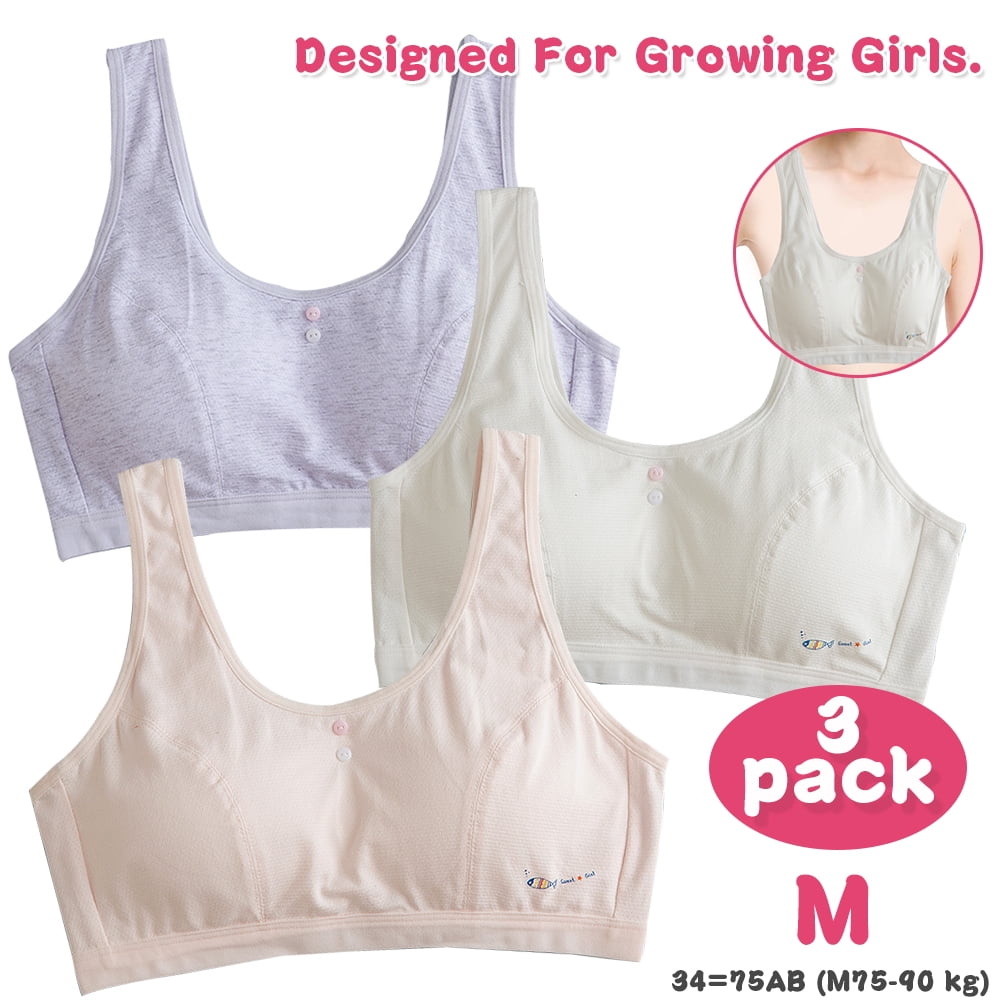 Buy Yanhonin Cotton Padded Bra for Girls, 8-16 Years Old Teenagers, Cotton,  White, 32A Online at desertcartEcuador