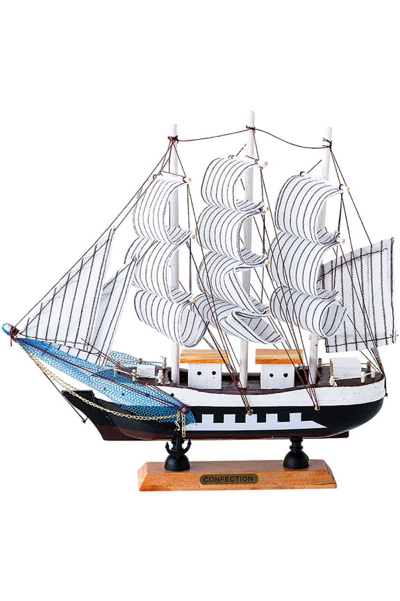 Sailboat Model Ship Wooden Nautical Sailing Boat Decor Ornament Beach Decoration Figurine Miniature Models Decorations