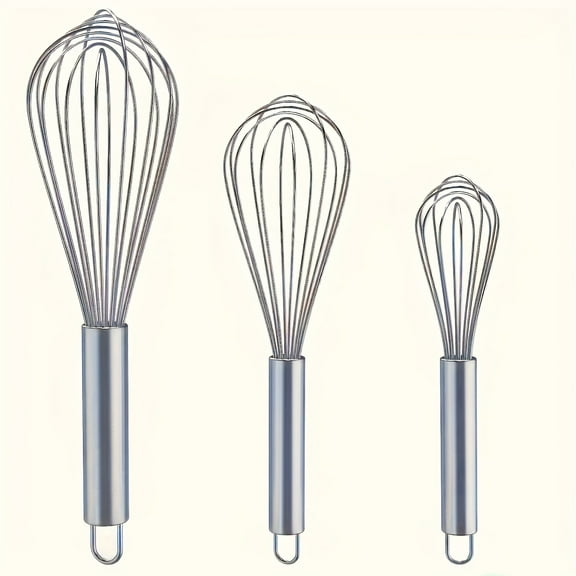 EASTIN A Set of 3 Stainless Steel Whisks - Manual Kitchen Mixers Suitable for Blending Whipping And Stirring - a Bubble Whisk Set Designed for Enhanced Durability Food-Grade Easy to C