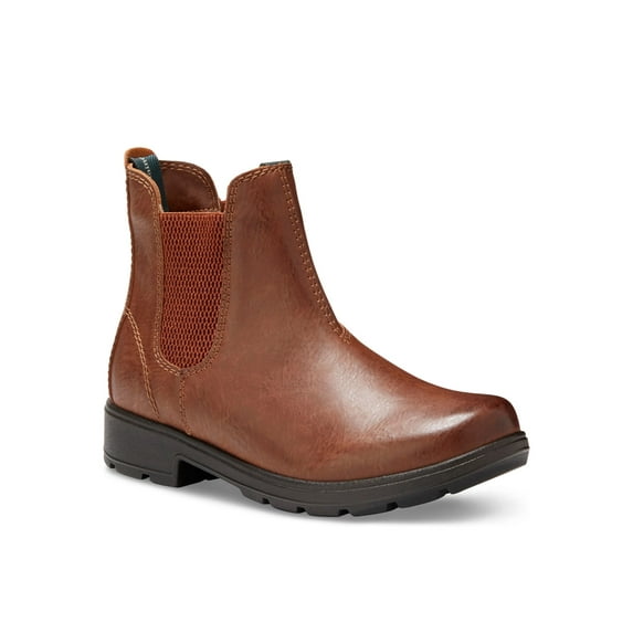 EASTLAND Womens Brown Dual Elastic Gores Front & Back Pull Tabs Chelsea Boots Comfort Cushioned Baja Round Toe Dress Boots Shoes 7 M