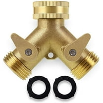 EASTRANS Brass Garden Hose Splitter 2 Way, Heavy Duty Brass Hose Y Splitter, 3/4" Garden Hose Connector, Hose Spigot Adapter with 2 Valves, 2 Extra Rubber Washers