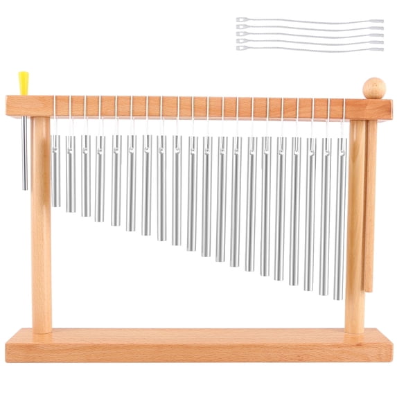 EASTROCK Soothing Desktop Wind Chime - 20-Note Handheld Percussion for Stress Relief & Zen Decor, Silver Music Chime with Mallet