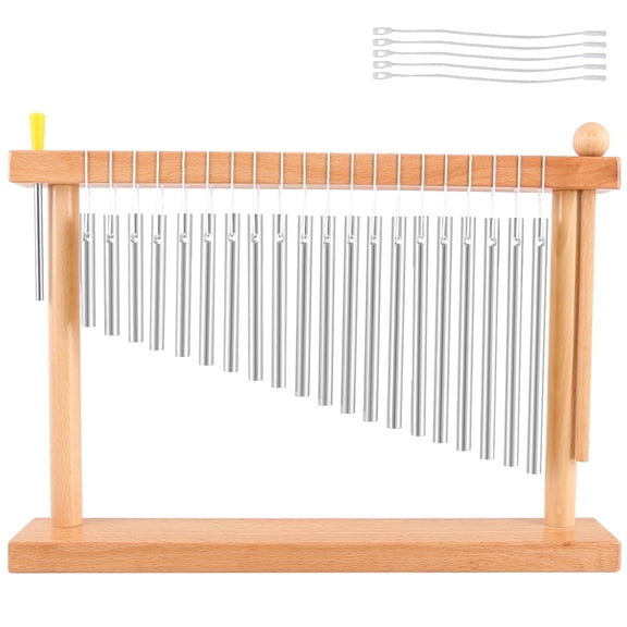 EASTROCK Soothing Desktop Wind Chime - 20-Note Handheld Percussion for Stress Relief & Zen Decor, Silver Music Chime with Mallet