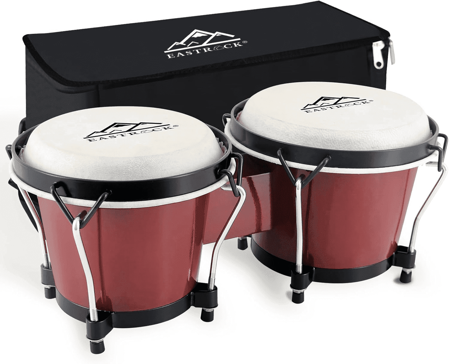 EASTROCK Bongo Drum 6” and 7” Bongos Set for Adults Kids Beginners Professionals Tunable Wood and Metal Drum Percussion Instruments with Bag and Tuning Wrench（Red)